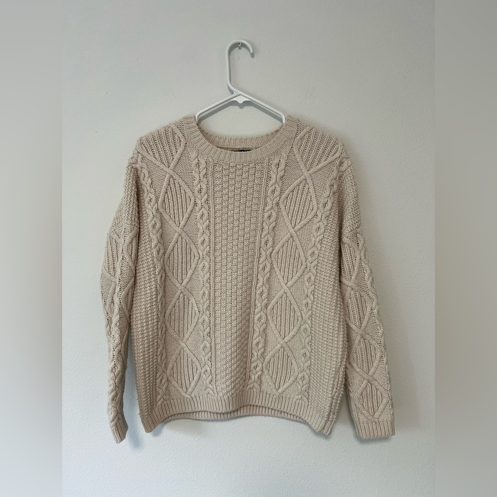Topshop Ivory Cable Knit Sweater